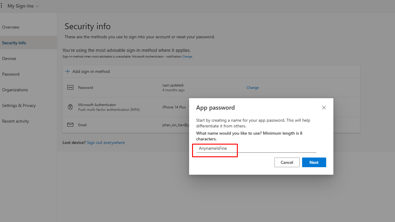 Office365 security step 3